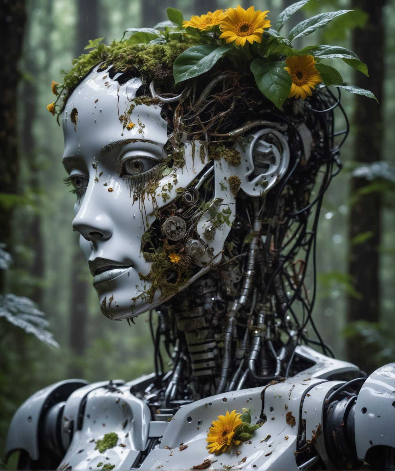 00522-3576207879-photo of a decayed female robot with the top half of her head cut off, no brain, instead filled with maggots, worms and plants a.jpg